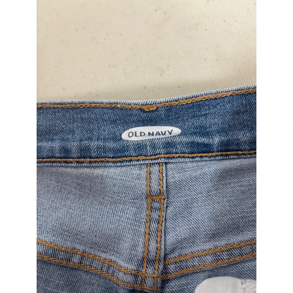 Old Navy Womens Medium Wash Cuffed Denim Shorts Size 10 Blue Stretch Jean Shorts